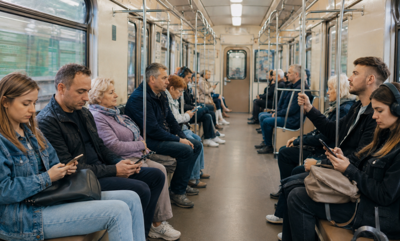 Пасажири у вагоні метро Дніпра