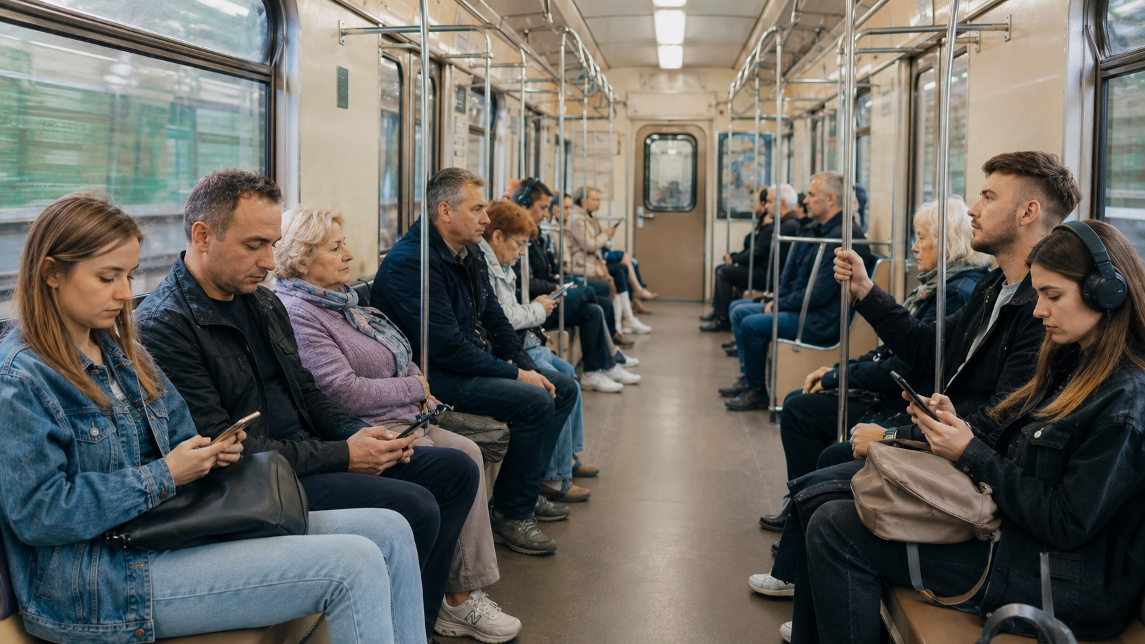 Пасажири у вагоні метро Дніпра