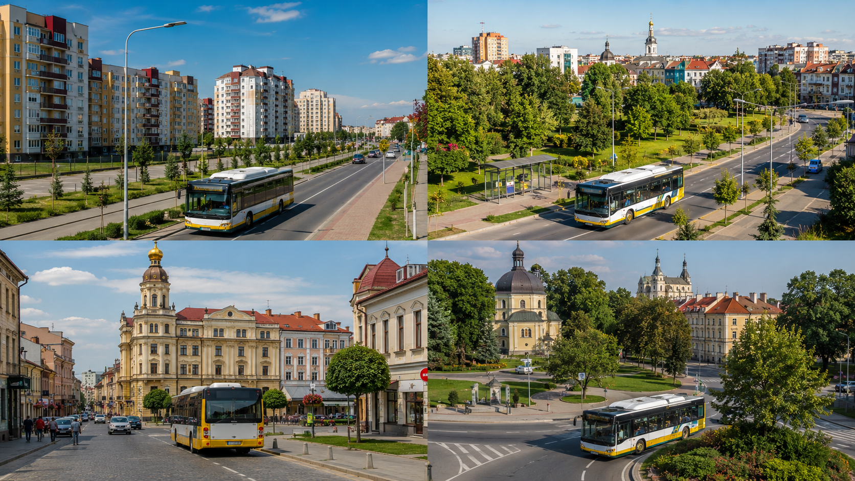 Маршрут міського автобуса через різні райони Івано-Франківська.