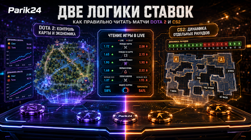 Две логики ставок в Parik24 на матчи Dota 2 и CS2